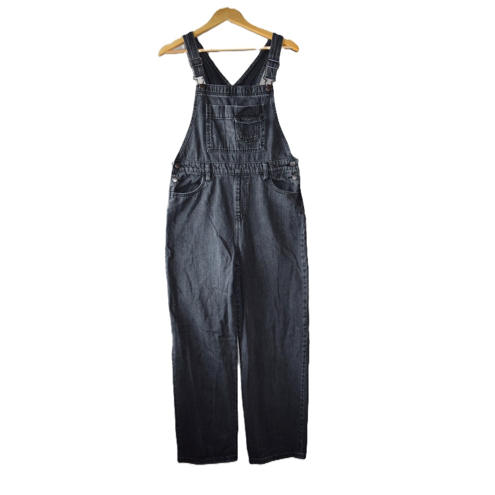 Universal Thread Denim Overalls Womens 6 Black Excellent Straight Leg Utility